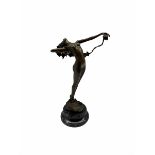 Bronze figure of a nude female holding a vine