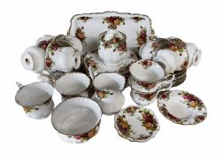 Royal Albert Old Country Roses pattern teaset comprising twelve cups and saucers