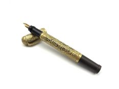 Continental rolled gold floral embossed safety fountain pen with 14k retractable nib
