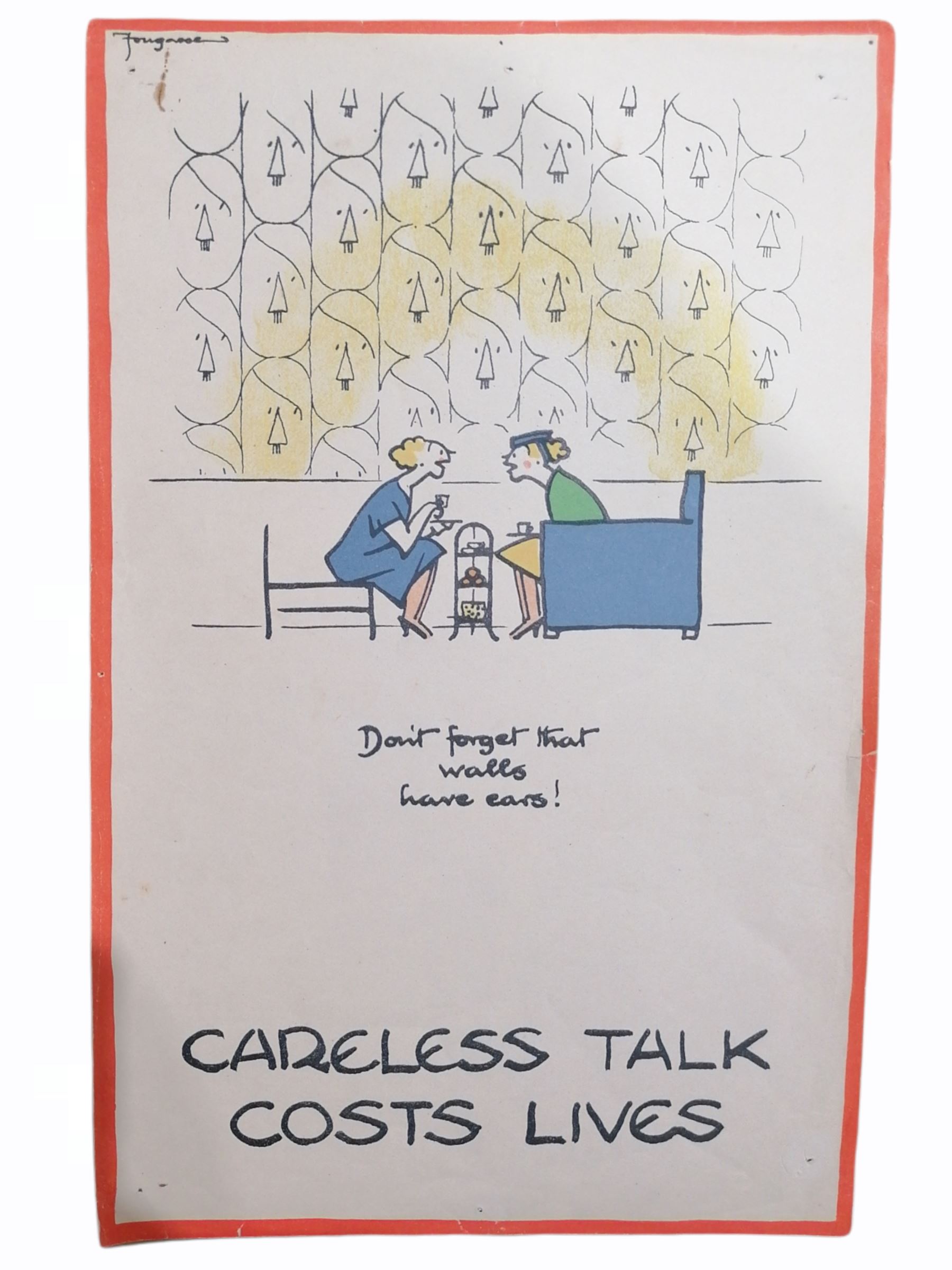 Fougasse (Cyril Kenneth Bird; British 1887-1965): 'Careless Talk Costs Lives' - Image 2 of 9