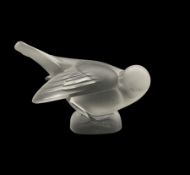 Lalique frosted glass model of a Sparrow with head under wing