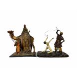 After Bergmann - Spelter table lighter in the form of a carpet seller with camel and rider H19cm and