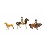 Beswick figure of a girl on skewbald pony