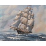 Ambrose (British 20th century): Brig in Stormy Seas
