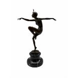 Art Deco style bronze figure of a dancer after 'Nick' on socle base