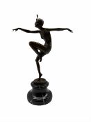 Art Deco style bronze figure of a dancer after 'Nick' on socle base