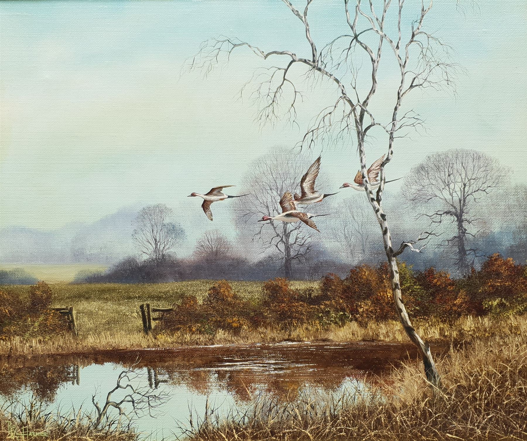 Royce Harmer (British 20th century): Ducks and Geese Flying Over Water - Image 3 of 4