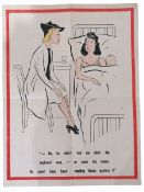 Very rare original World War Two propaganda colour lithograph poster: 'No he didn't tell me what his