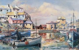 H Beadnell (British 20th century): Cornish Seaside Harbour