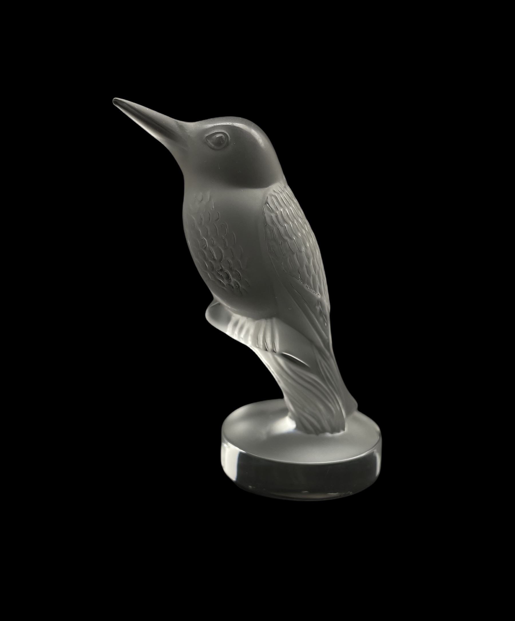 Lalique frosted glass model of a Kingfisher