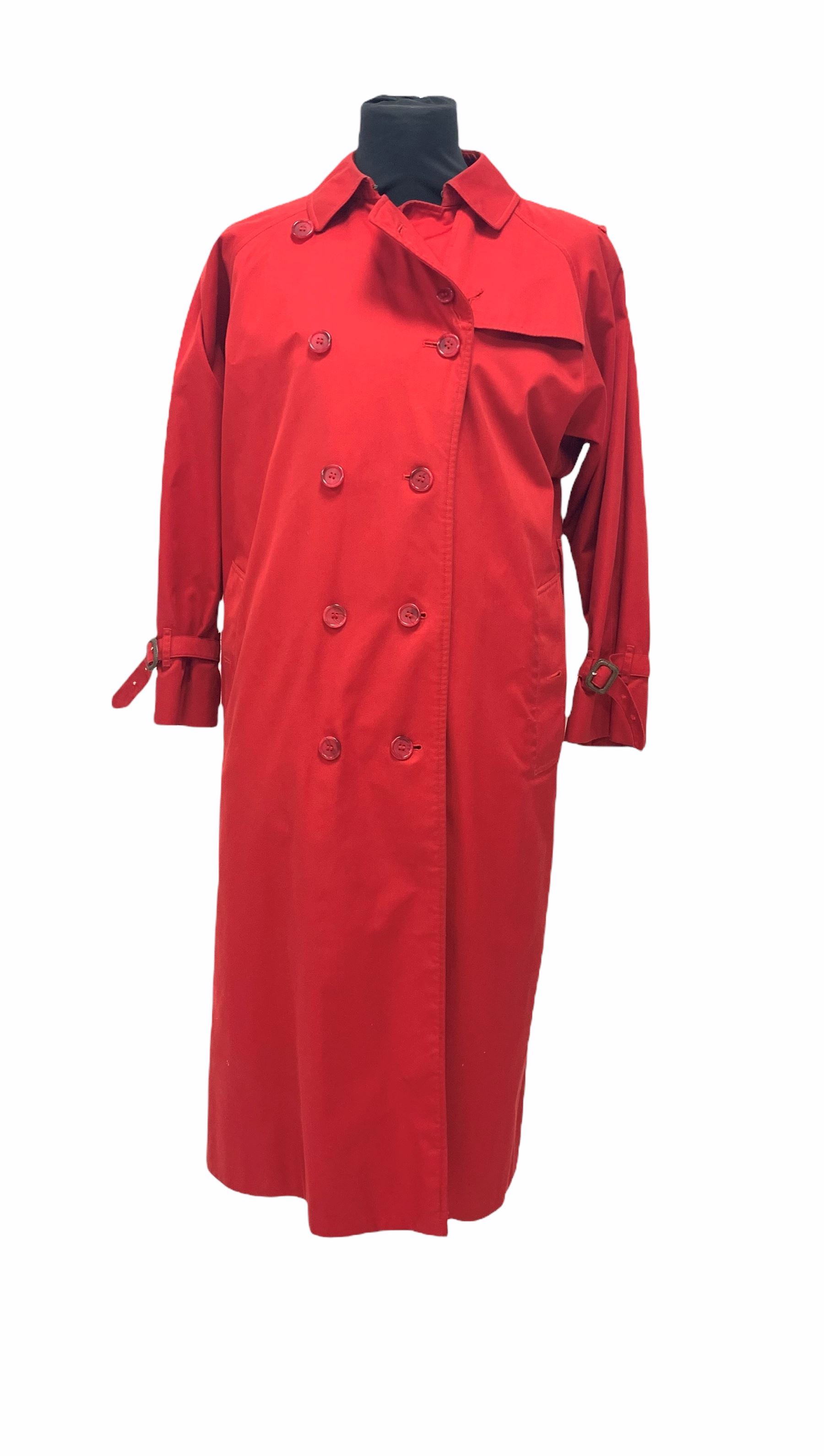 Burberry ladies trench coat in red with check lining