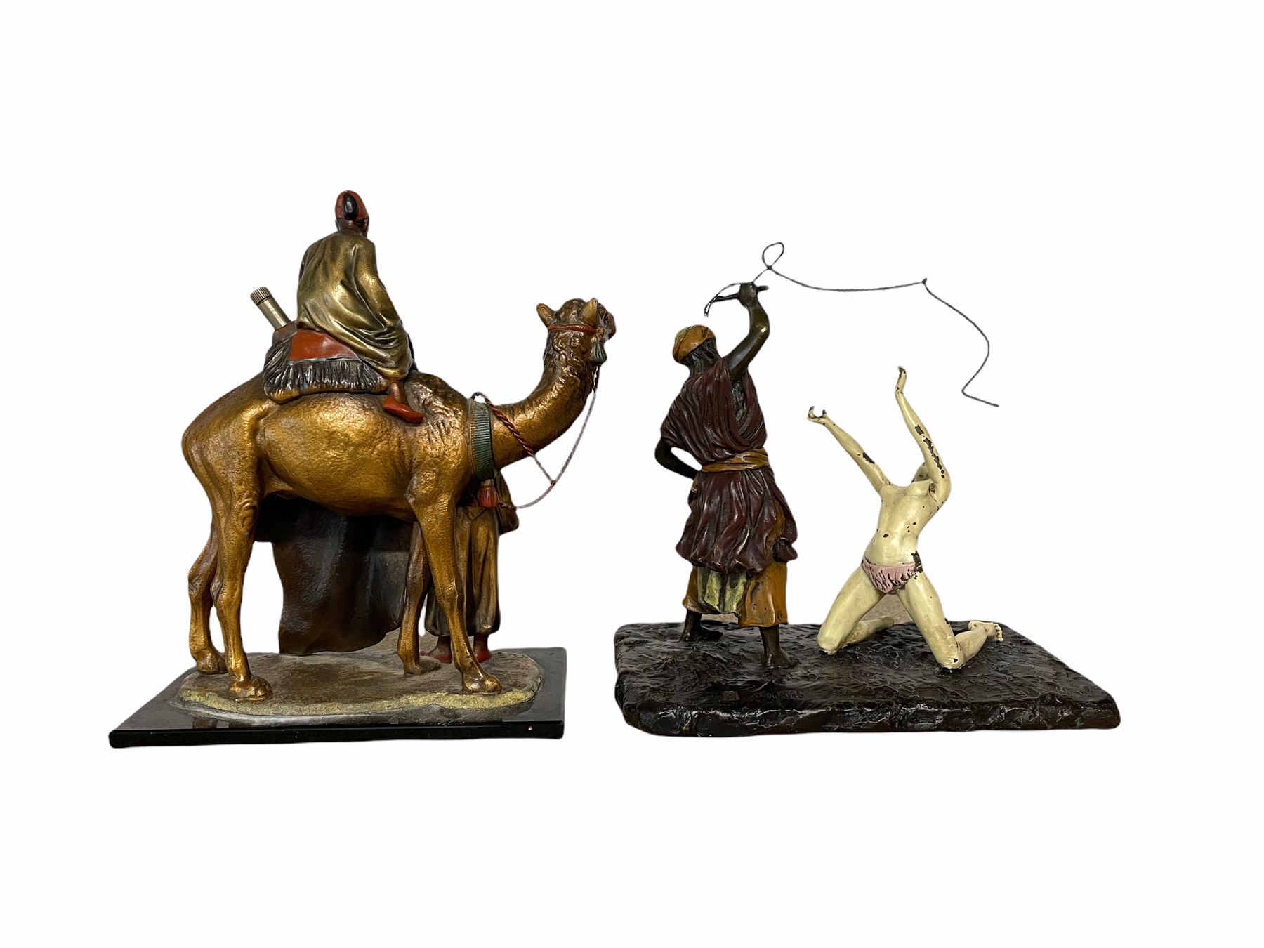 After Bergmann - Spelter table lighter in the form of a carpet seller with camel and rider H19cm and - Image 2 of 3