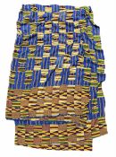 Ghana Ashanti Kente cloth woven with panels of blue