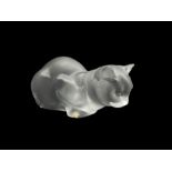 Lalique frosted glass model of a Cat 'Chat Coucha'