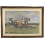 After Sir Alfred Munnings (British 1878-1959): 'On the Way to Epsom' and 'After Starter's Orders'