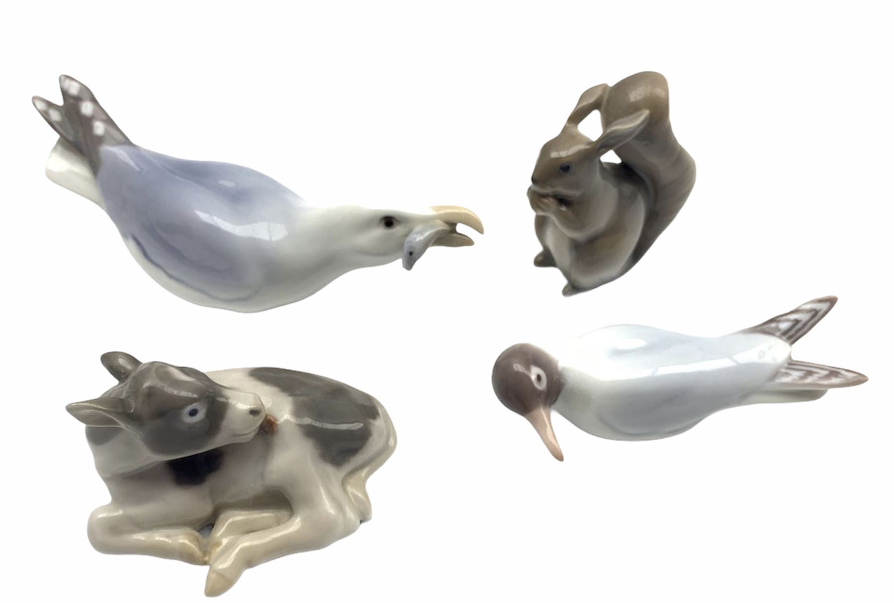 Four Bing & Grondahl porcelain figures to include a Seagull no. 1808