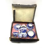 Early 20th century Ridgway & Co. Semi China childs Willow pattern blue and white tea set comprising