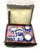 Early 20th century Ridgway & Co. Semi China childs Willow pattern blue and white tea set comprising
