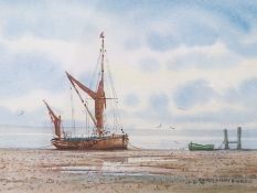 Alan Whitehead (British 1952-): Beached Sailing Vessel