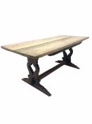 Rustic 20th century oak refectory style dining table