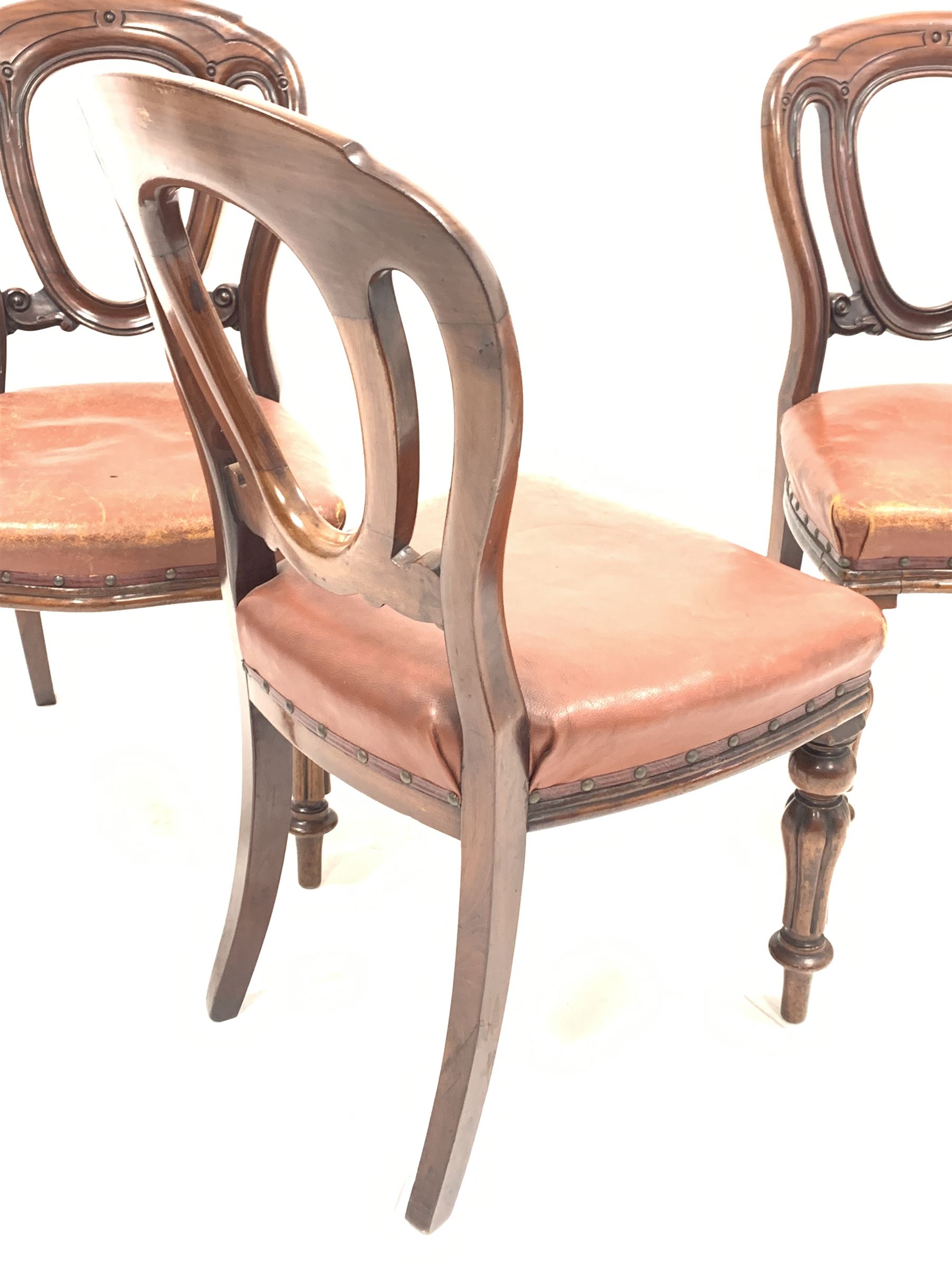 Set of six late 19th century mahogany dining chairs - Image 3 of 4