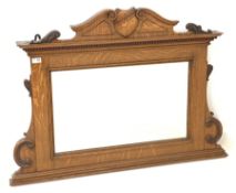 Edwardian oak overmantle mirror