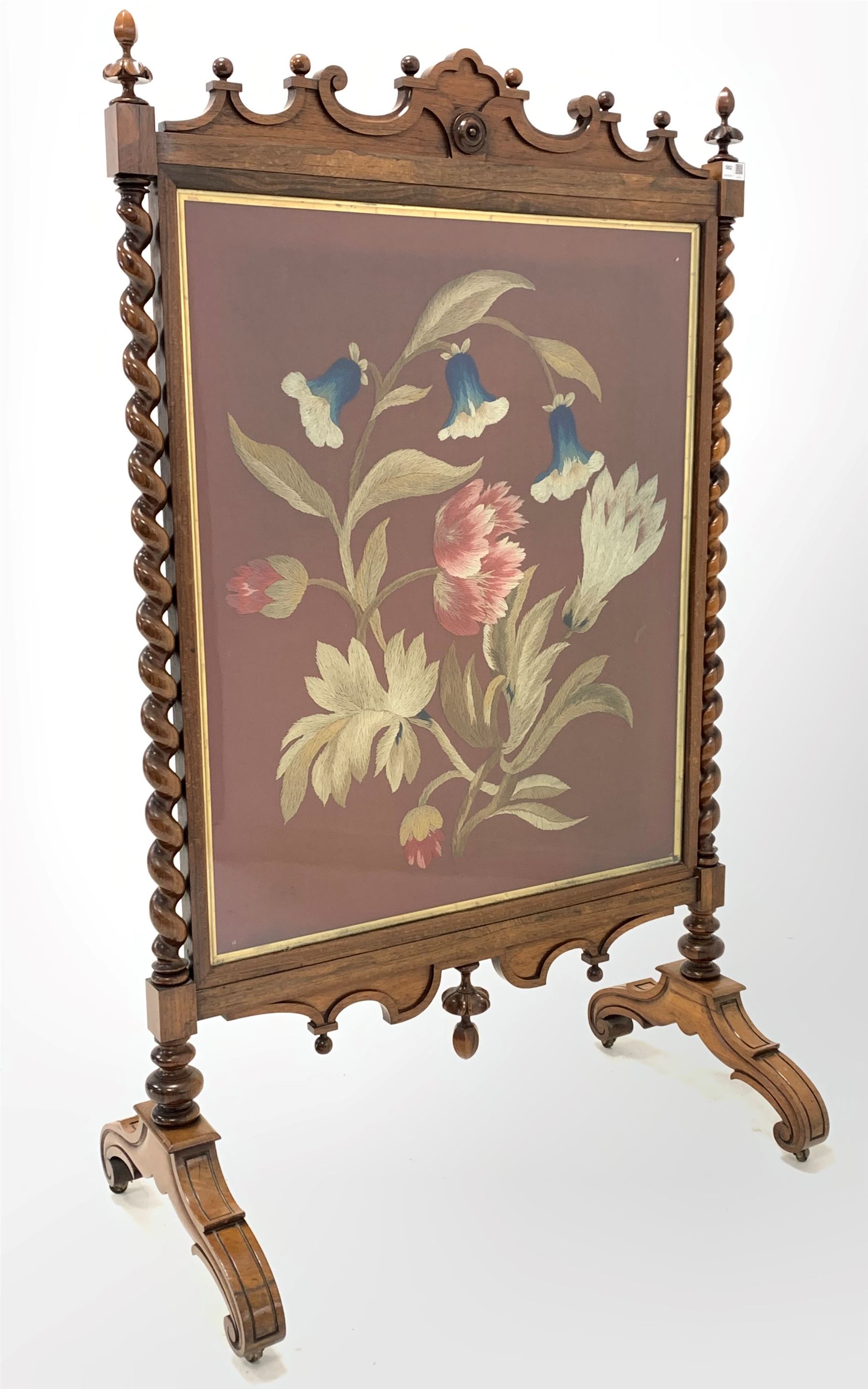 Victorian rosewood fire screen