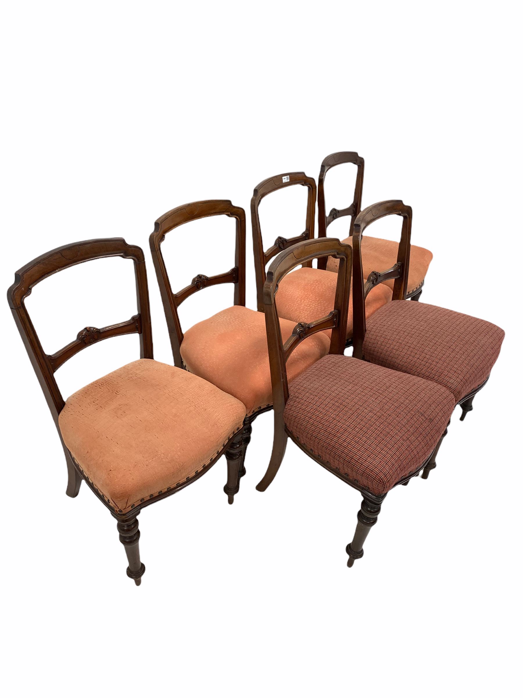 Set six Victorian walnut dining chairs - Image 2 of 4