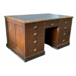 Late Victorian scumbled pine knee hole desk