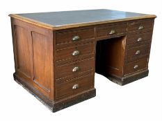 Late Victorian scumbled pine knee hole desk