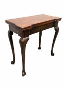 George II mahogany fold over tea table