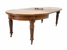 Edwardian mahogany oval wind out extending dining table
