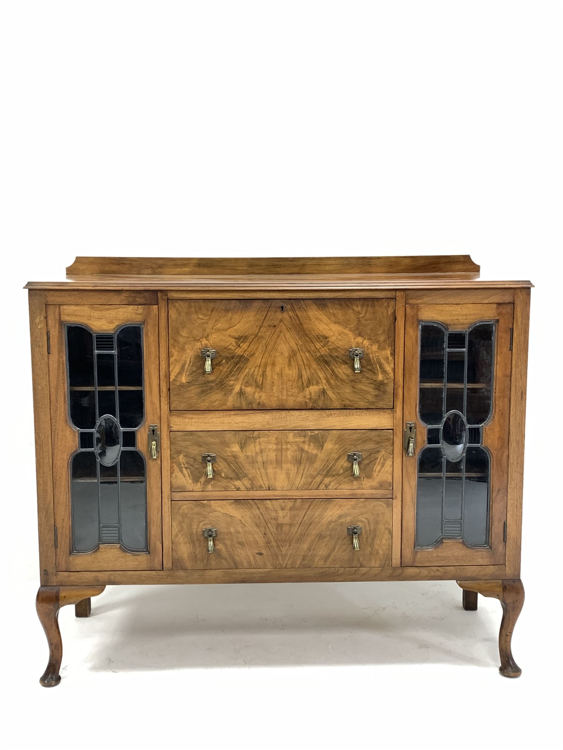 Early 20th century walnut bureau display cabinet