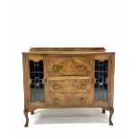 Early 20th century walnut bureau display cabinet