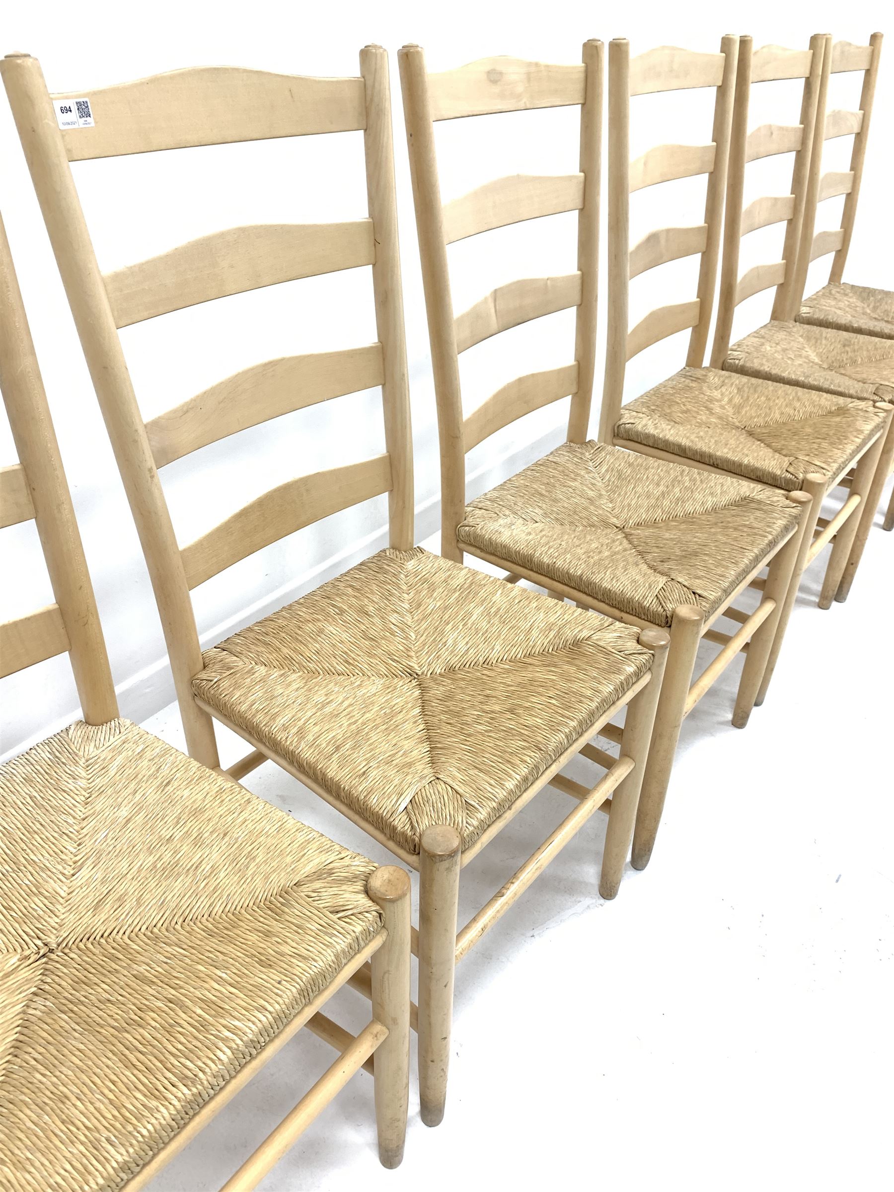 Set of six 20th century stripped beech dining chairs - Image 2 of 4