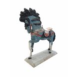 Large painted cast metal model of a horse