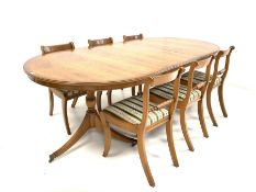 Bevan Funnell Reprodux yew wood Regency design twin pedestal dining table
