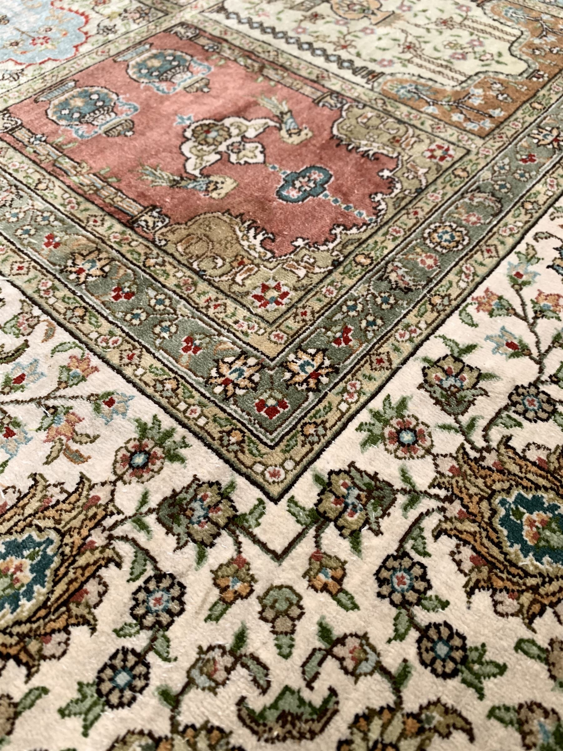 Persian Lalezar design silk prayer ground rug - Image 3 of 3