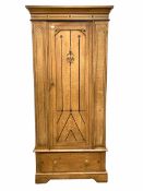 Late Victorian scumbled pine single wardrobe