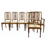 Set Six (4+2) Arts and Crafts period oak dining chairs