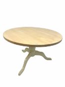 Late 20th century circular beech top dining table