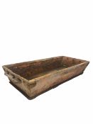 Large 19th century painted and iron bound pine pig salting trough L195cm