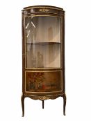 20th century French bow front corner vitrine display cabinet