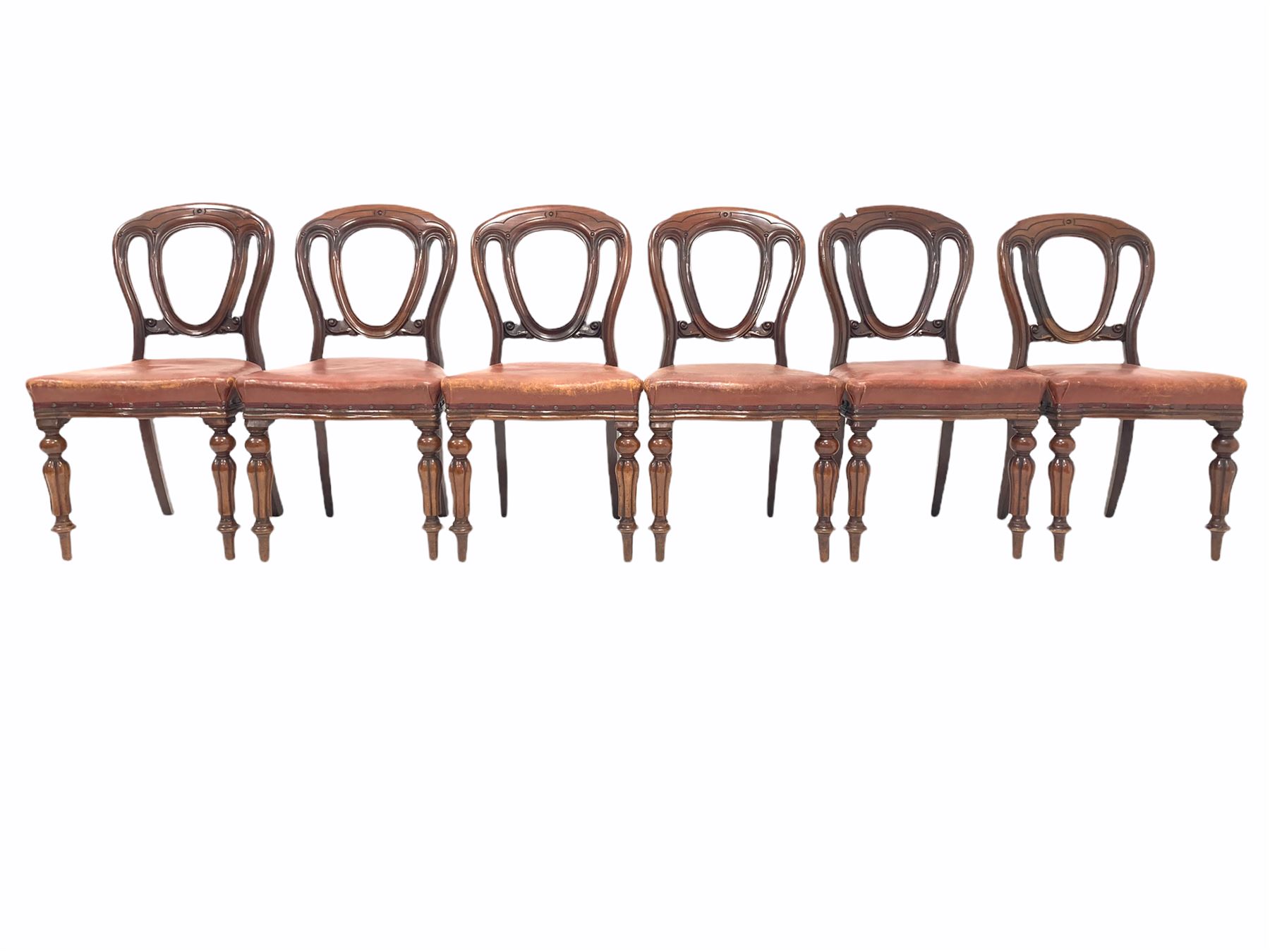 Set of six late 19th century mahogany dining chairs
