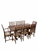 Large solid elm refectory style dining table