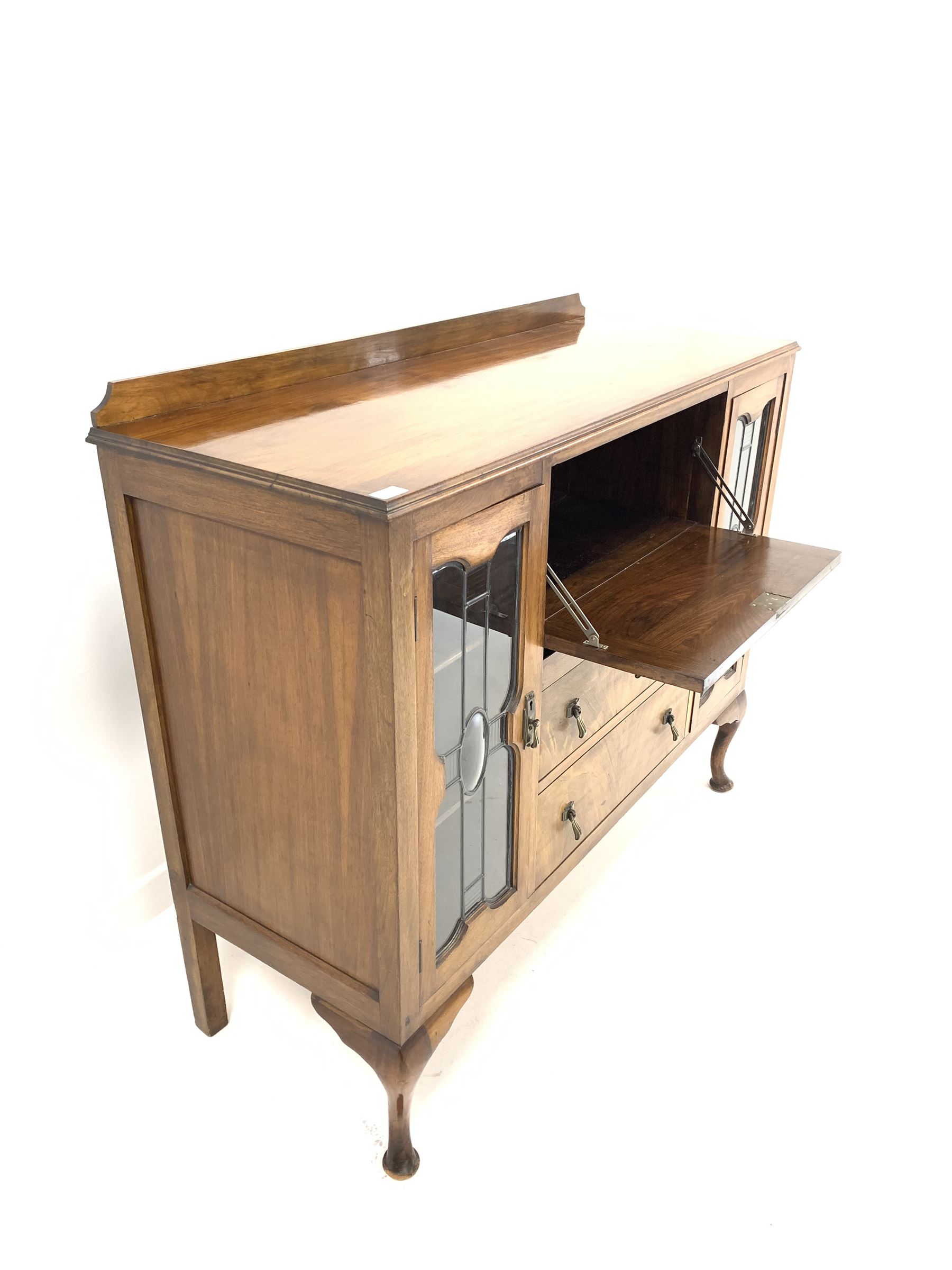 Early 20th century walnut bureau display cabinet - Image 2 of 4