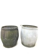 Two galvanised ribbed metal dolly tubs D48cm (Max)