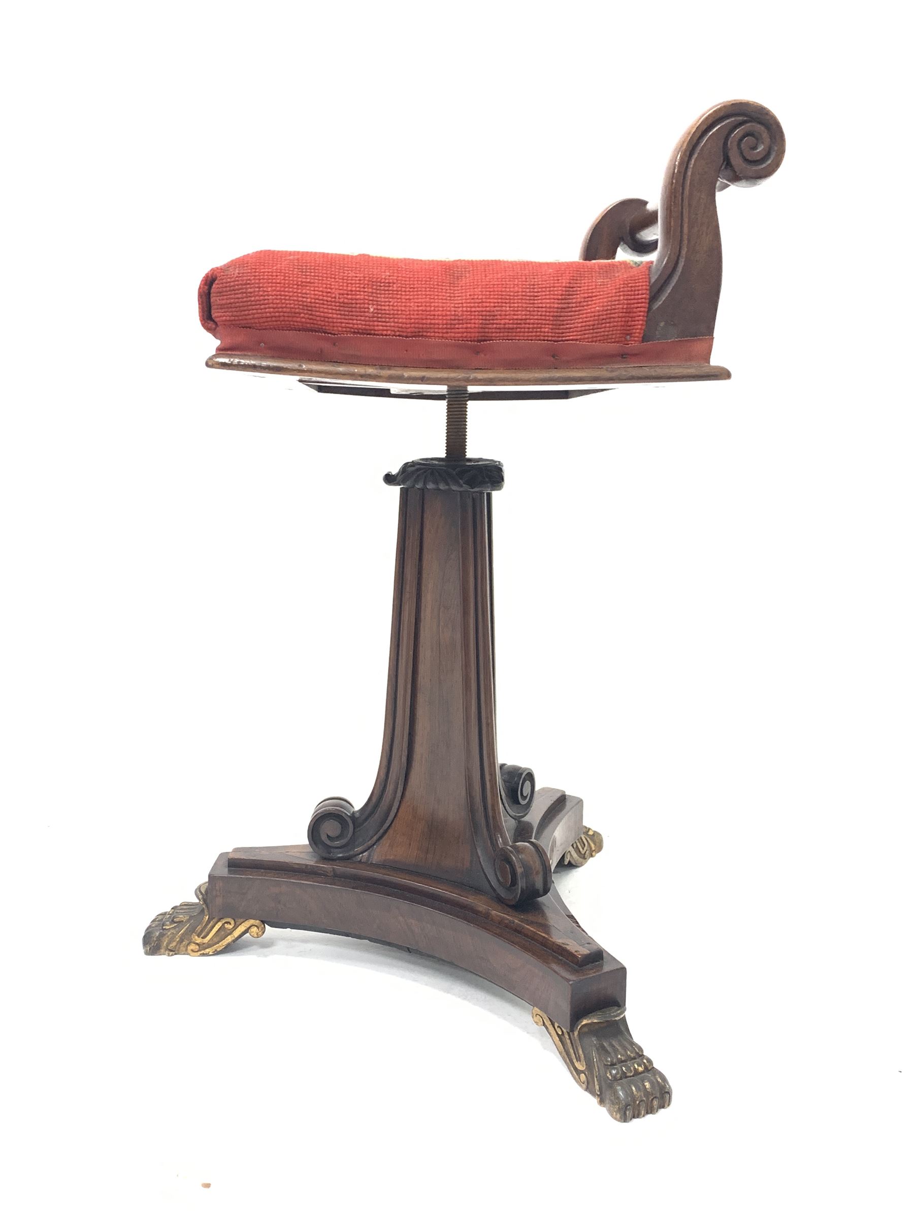 Regency rosewood rise and fall music stool - Image 2 of 2