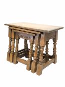 Early 20th century oak nest of three tables