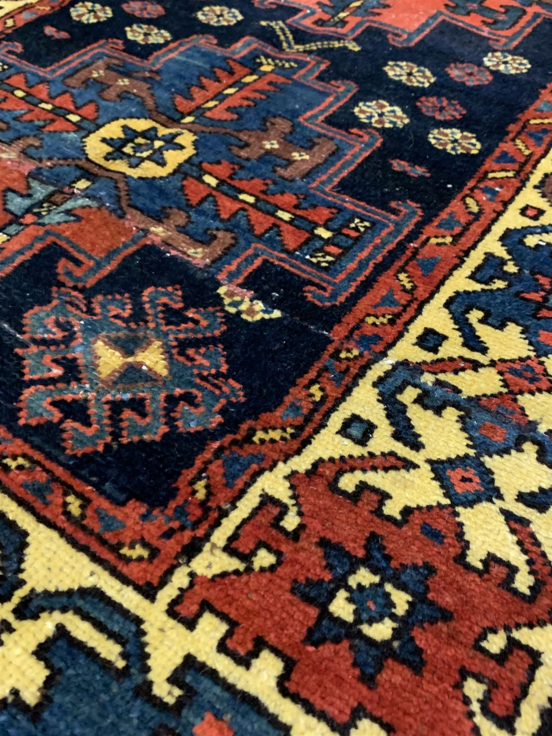 Persian Herriz runner rug of blues reds and browns - Image 3 of 3